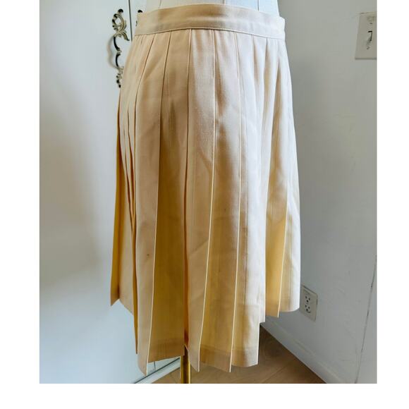 Vintage 90s Wool Pleated Skirt Cream Size Medium/10 Prep Twee Schoolgirl Looks - Picture 8 of 10